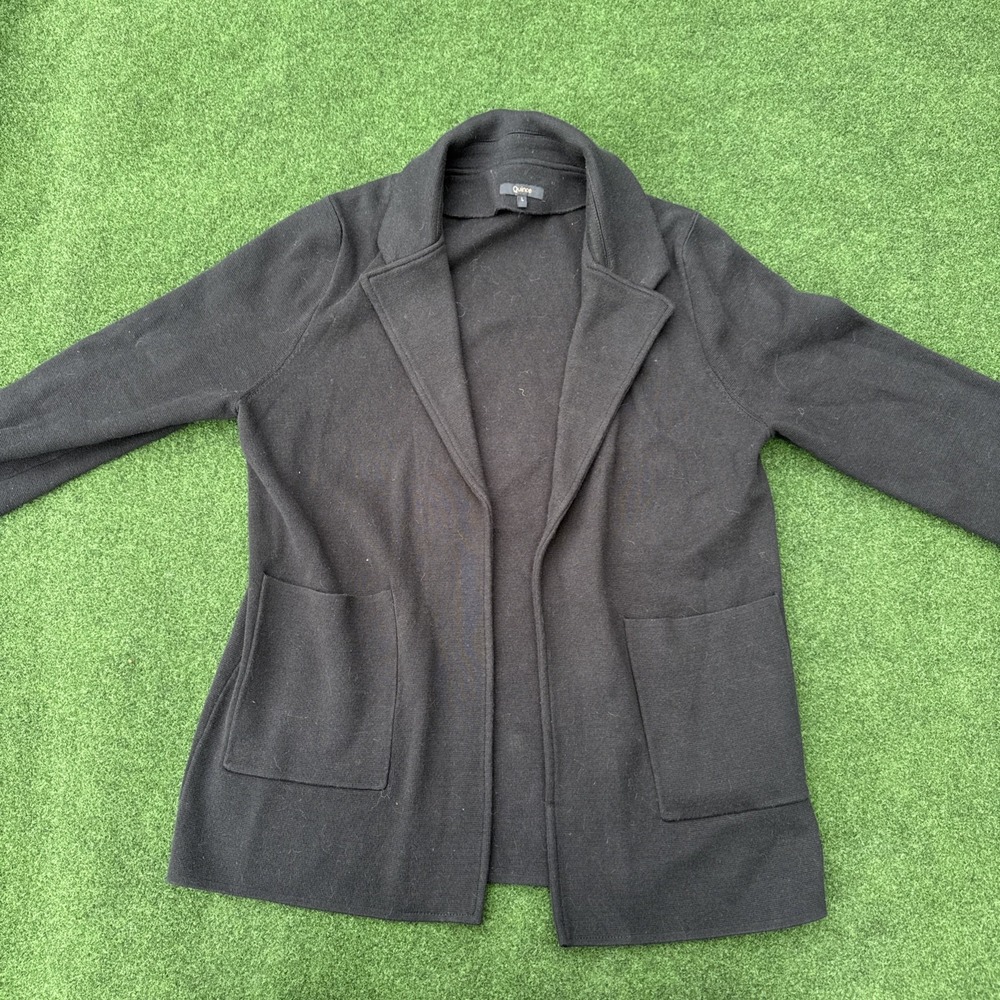 Quince Women Cotton Cocoon Coat Black‎ Outerwear L NICE! Pea Coat